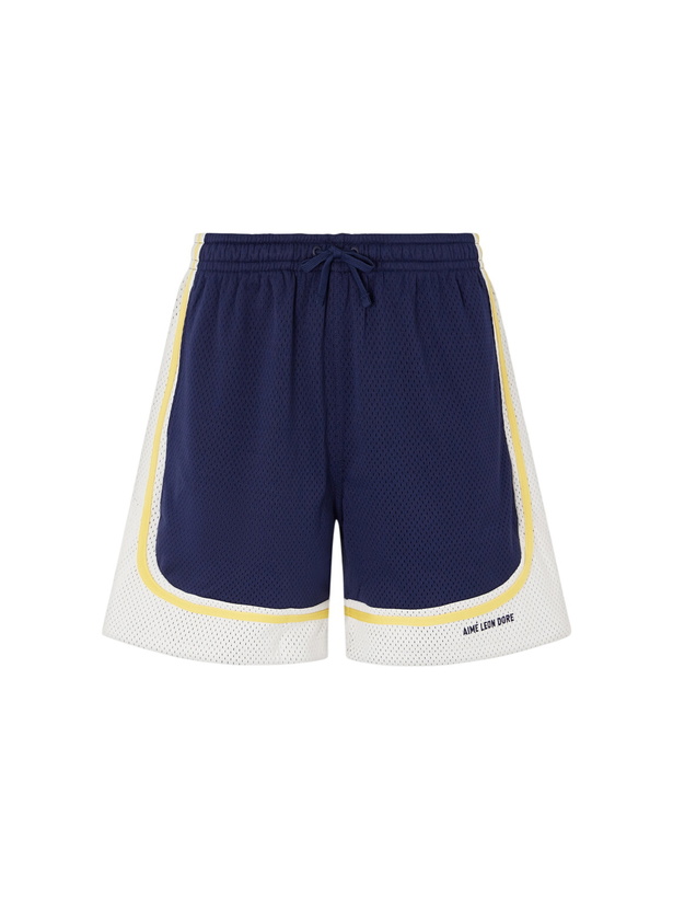 Photo: Aimé Leon Dore - Novelty Straight-Leg Logo-Embroidered Mesh Drawstring Shorts - Blue