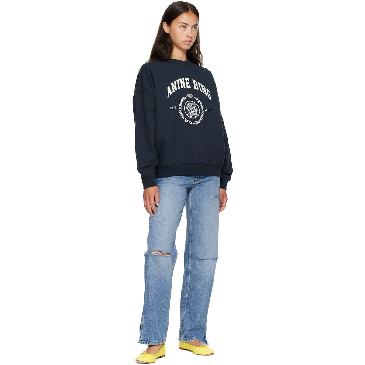 ANINE BING Navy Miles Sweatshirt