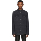 Balmain Black Denim Embossed Check Shirt