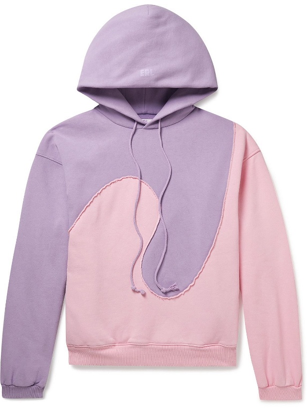 Photo: ERL - Oversized Panelled Cotton-Blend Jersey Hoodie - Purple