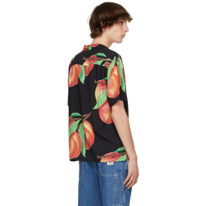 Stussy Black Peach Pattern Short Sleeve Shirt Stussy