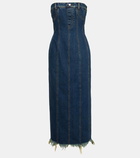 Alexander McQueen Fringed denim midi dress