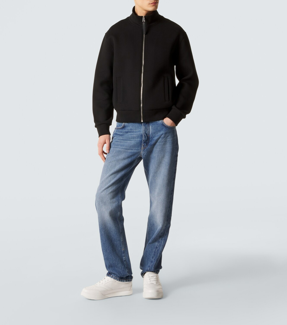 Givenchy Herringbone cotton-blend zip-up sweater