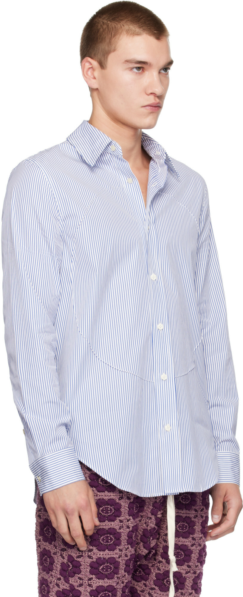 Edward Cuming Blue Pin-Tuck Lung Shirt