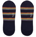 Paul Smith - Striped Stretch Cotton-Blend No-Show Socks - Blue