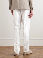 Brunello Cucinelli - Straight-Leg Pleated Linen Drawstring Trousers - White