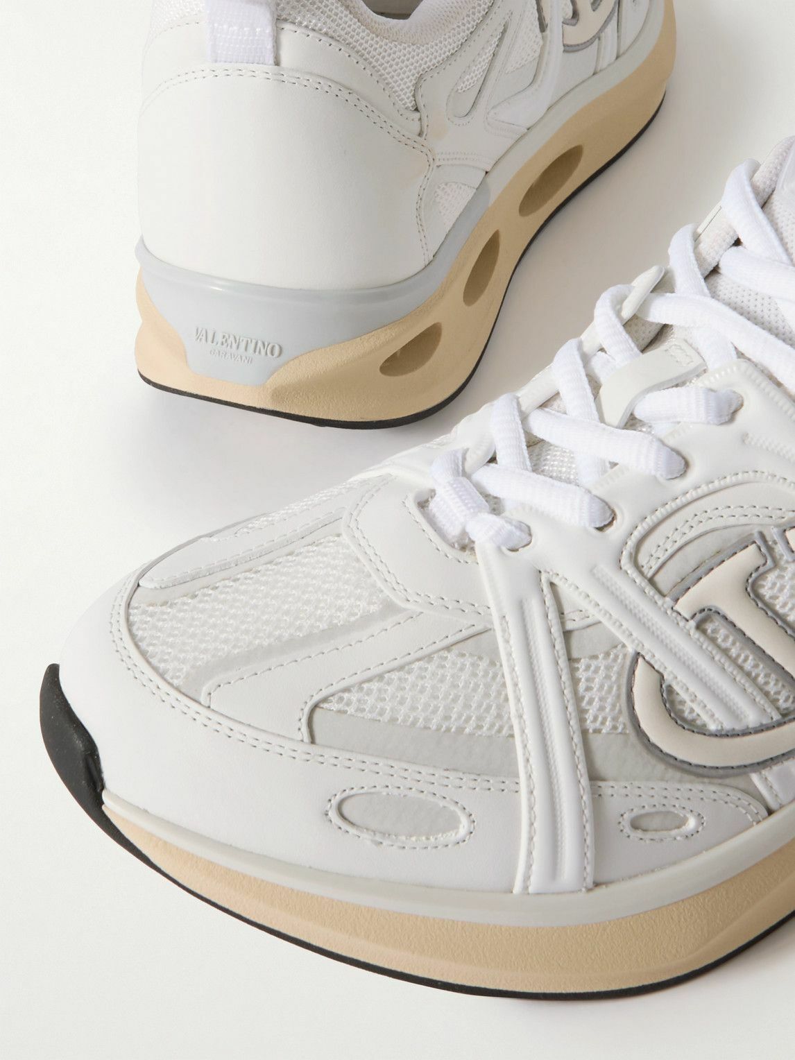 Valentino Garavani - VLOGO Easyjog Leather-Trimmed Mesh