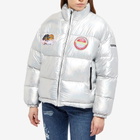 Napapijri Women's x Fiorucci Logo Puffer Jacket in Silver