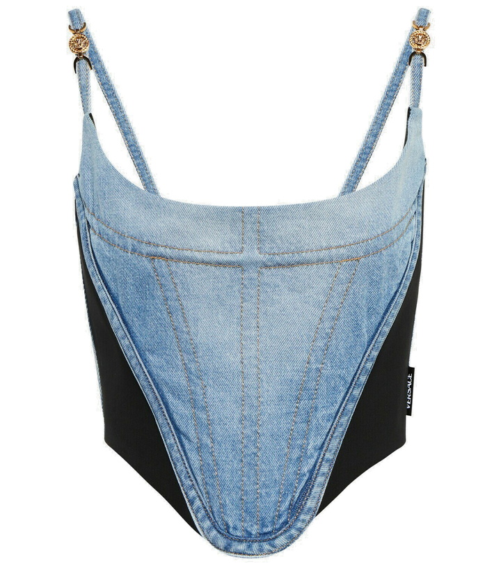 Photo: Versace - Medusa denim corset top