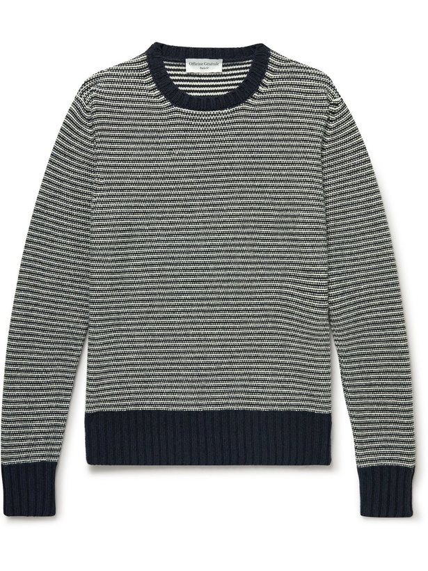 Photo: Officine Generale - Marco Striped Knitted Sweater - Brown