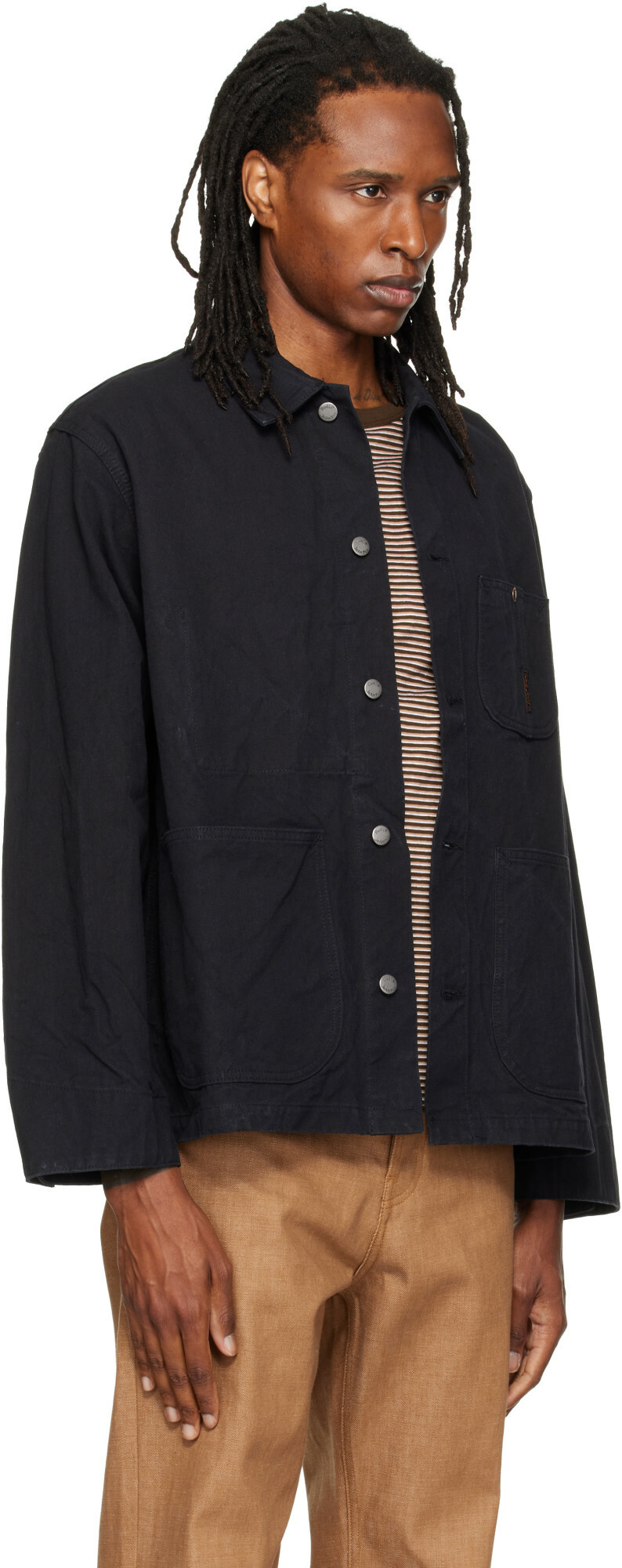Nudie Jeans Black Howie Duck Canvas Chore Jacket