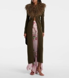 Blumarine Feather-trimmed wool cardigan