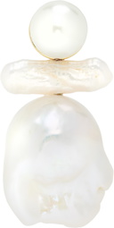 Simone Rocha White Stacked Baroque Pearl Stud Single Earring