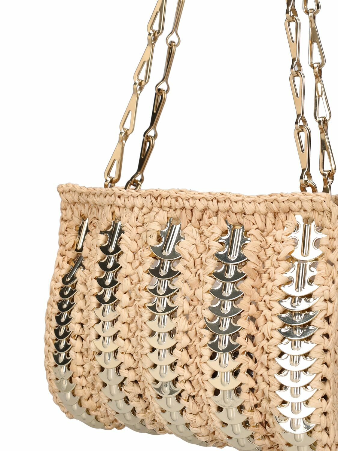 RABANNE Nano 1969 Raffia Metal Shoulder Bag Paco Rabanne