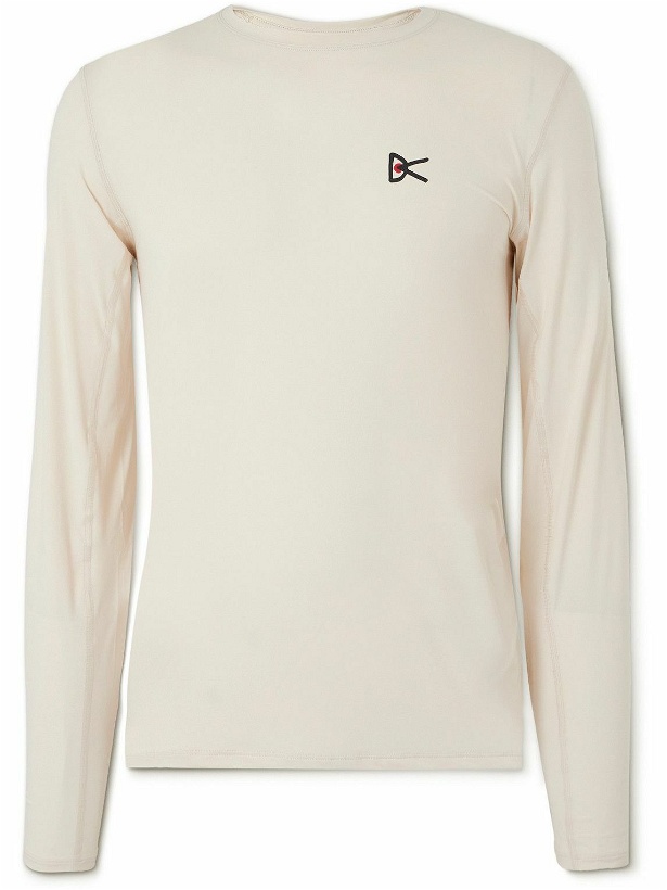Photo: DISTRICT VISION - Aloe Perforated Logo-Print Stretch-Jersey T-Shirt - Neutrals
