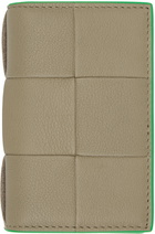 Bottega Veneta Taupe Flap Card Holder