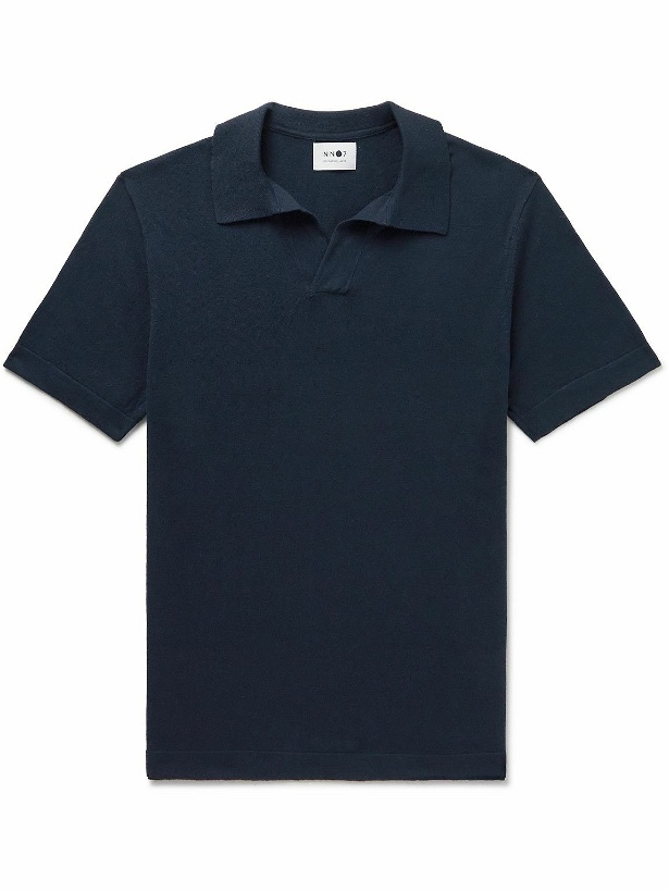 Photo: NN07 - Ryan 6311 Cotton and Linen-Blend Polo Shirt - Blue