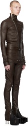 Rick Owens Brown Gary Leather Jumpsuit