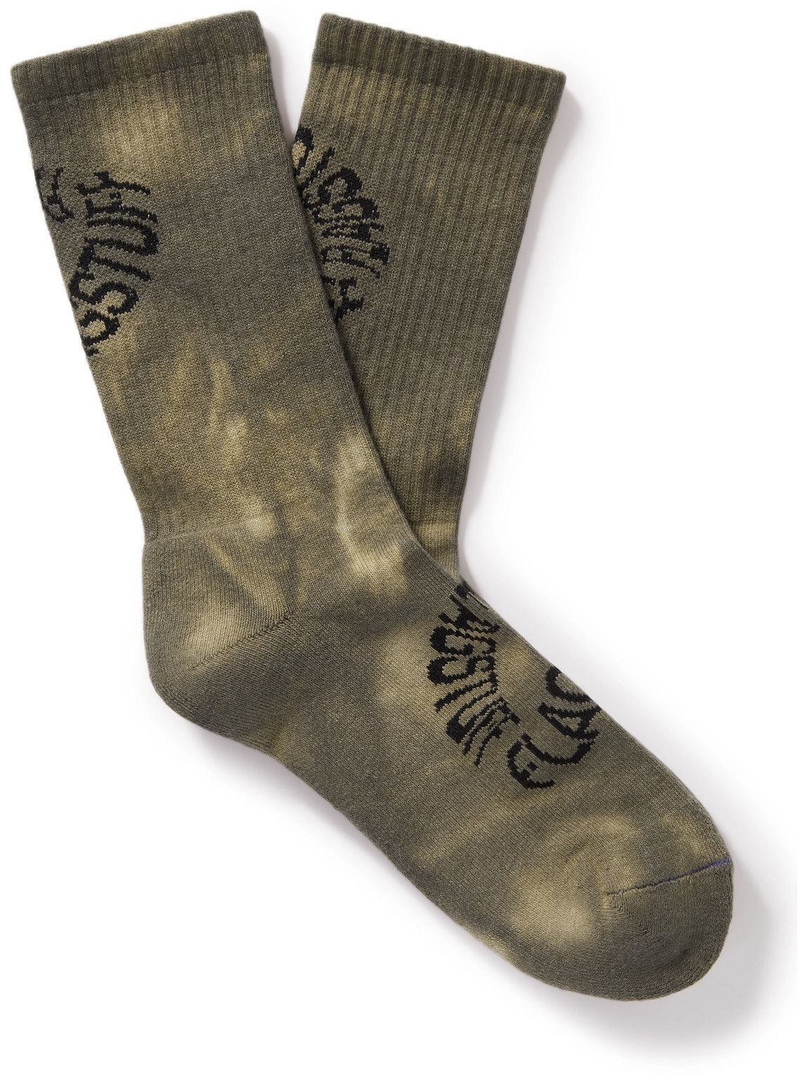 Photo: Flagstuff - Tie-Dyed Logo-Intarsia Cotton-Blend Socks