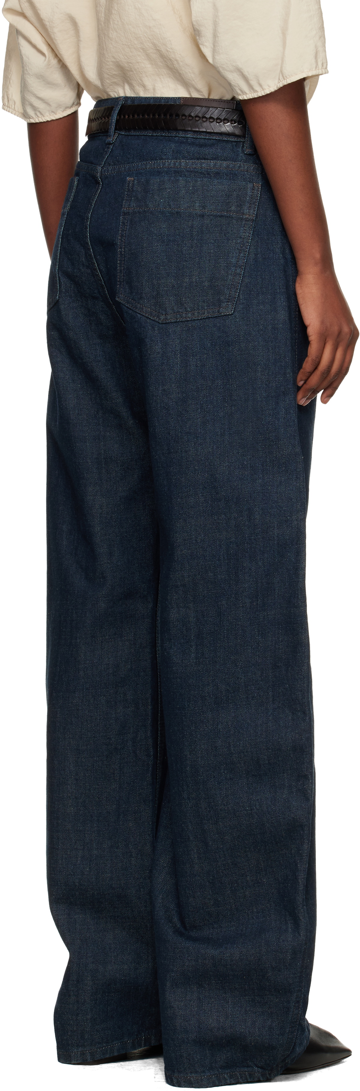 LEMAIRE Navy High Waisted Curved Jeans