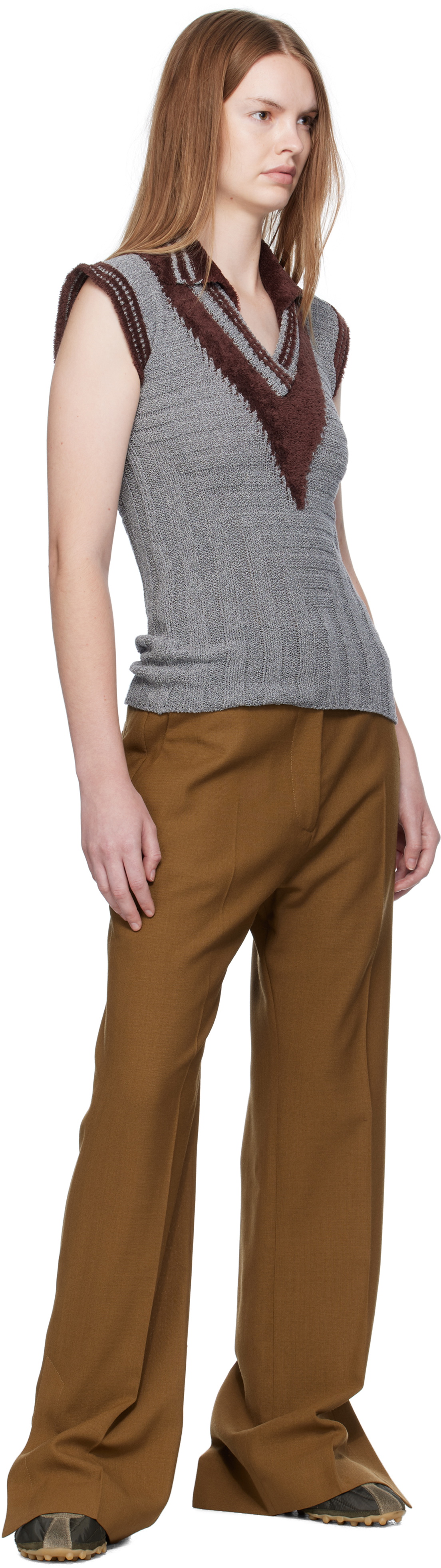 Kiko Kostadinov Gray & Brown Quimby Sleeveless Polo