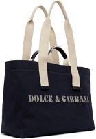 Dolce&Gabbana Navy Printed Drill Holdall Tote