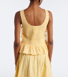 Ganni Shirred cotton top