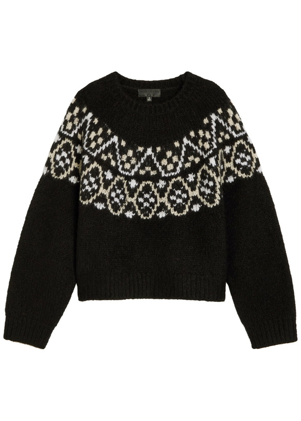 Photo: Nili Lotan Chrissy Patterned Cashmere and Silk-blend Jumper Black