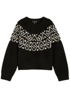 Nili Lotan Chrissy Patterned Cashmere and Silk-blend Jumper Black