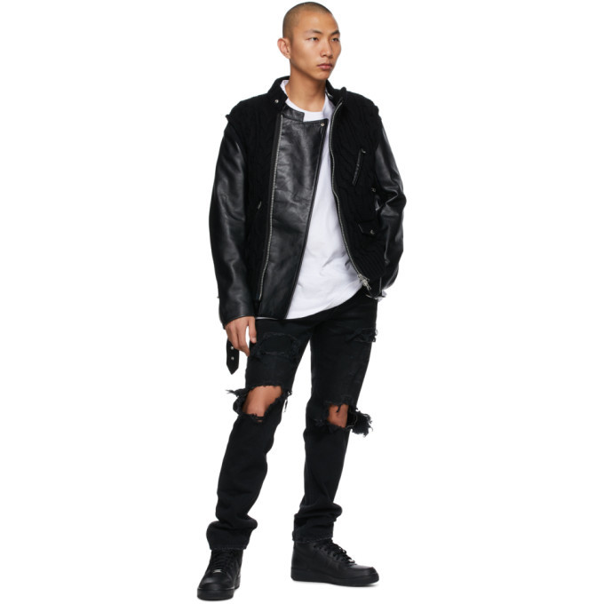 Undercover Black Sacai Edition Down Leather Sleeve Jacket Undercover