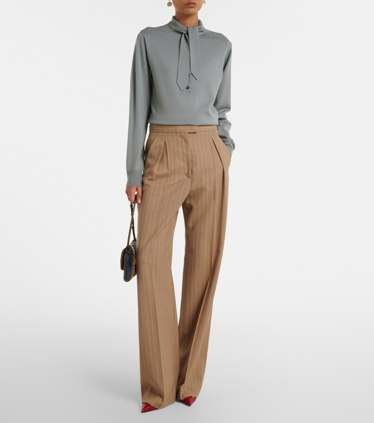 Valentino Tie-neck virgin wool sweater