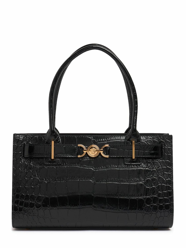 Photo: VERSACE Medium Croc Embossed Leather Tote Bag