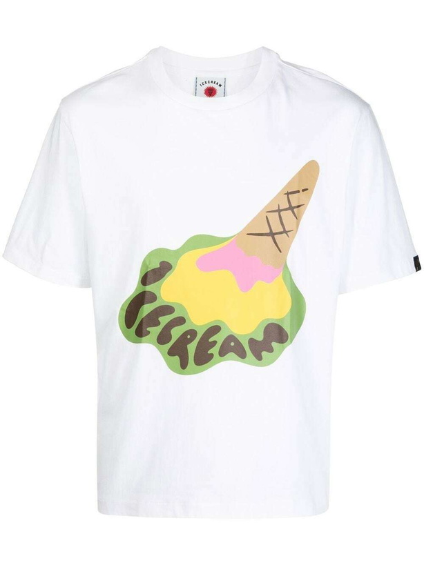 Photo: ICECREAM - Cotton Dropped Cone Print T-shirt