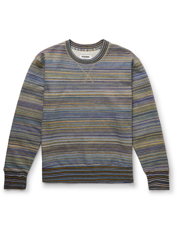 Photo: Missoni - Striped Cotton Sweatshirt - Blue
