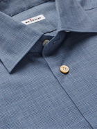 KITON - Prince of Wales Checked Cotton and Cashmere-Blend Shirt - Blue - IT 48