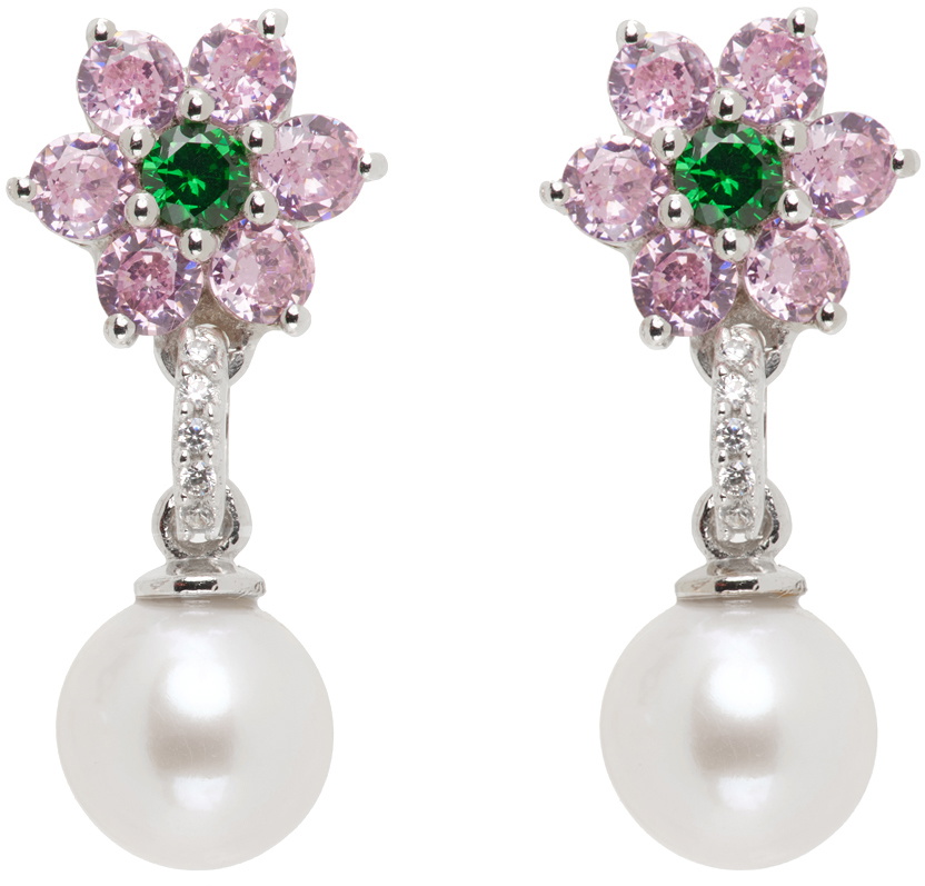 VEERT White Gold Flower Earrings