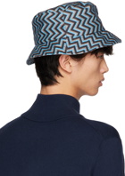 Paul Smith Blue & Brown Zig Zag Bucket Hat