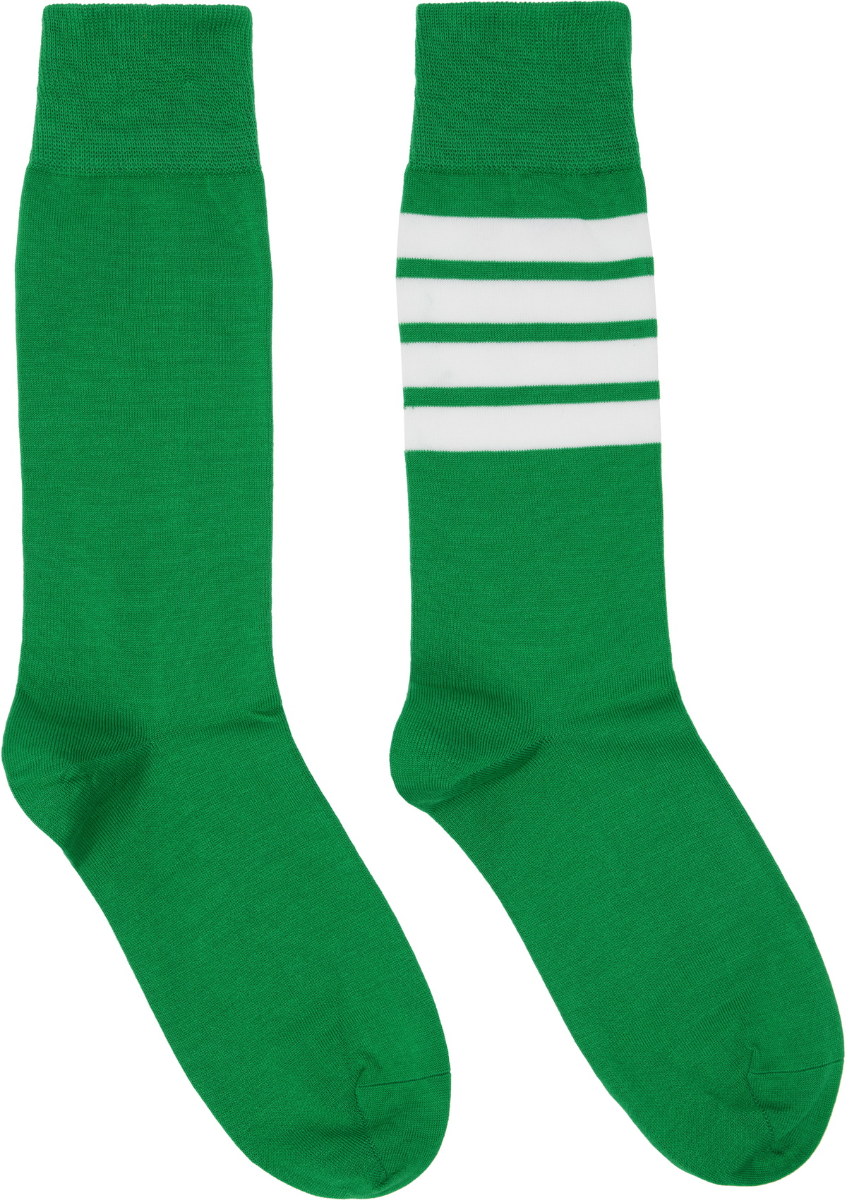 Thom Browne Green Cotton 4-Bar Mid Calf Socks