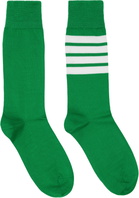Thom Browne Green Cotton 4-Bar Mid Calf Socks