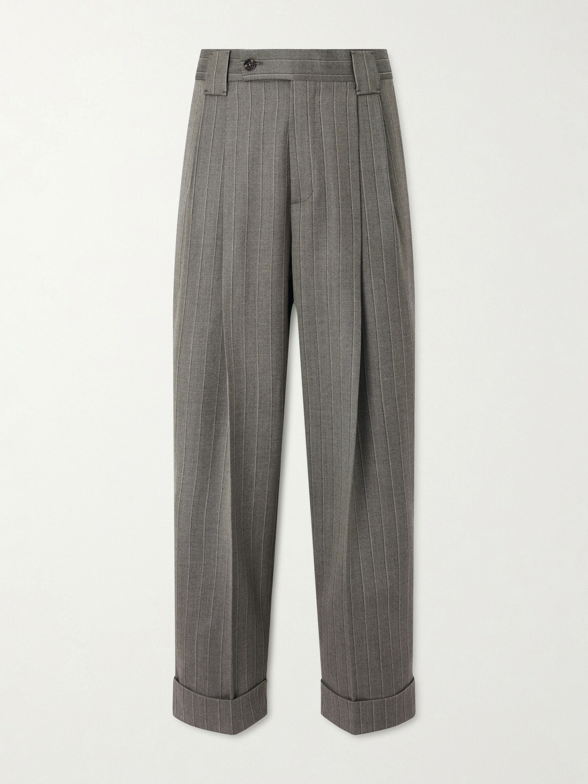 Versace - Pleated Pinstriped Virgin Wool-Twill Trousers - Gray