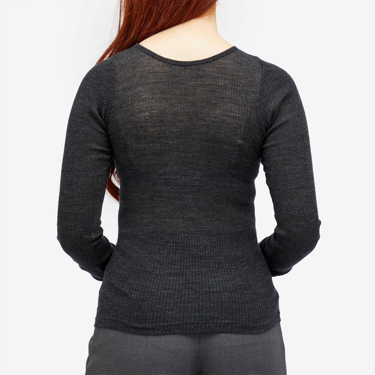 Auralee Women's Wool Soft Rib Cardigan in Charcoal Auralee Auralee Women's Wool Soft Rib Cardigan in Charcoal Auralee