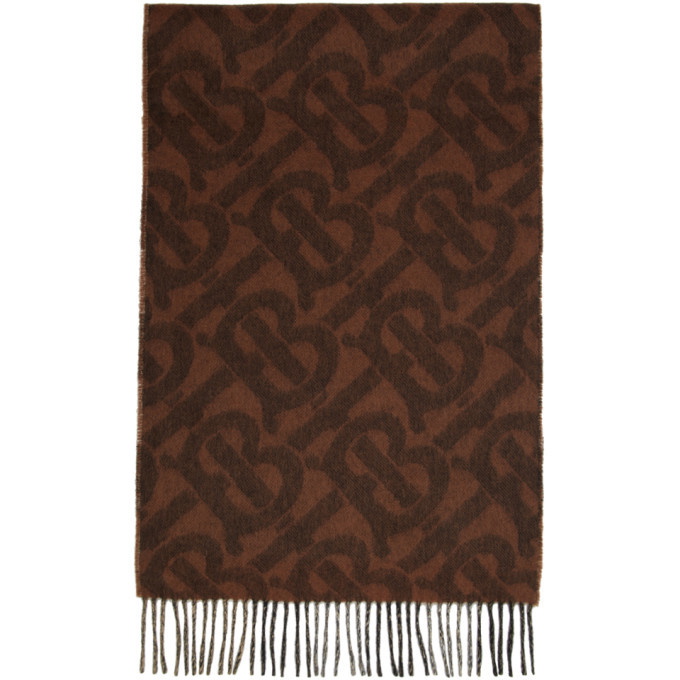 Photo: Burberry Reversible Brown Cashmere Mega Check and Monogram Scarf