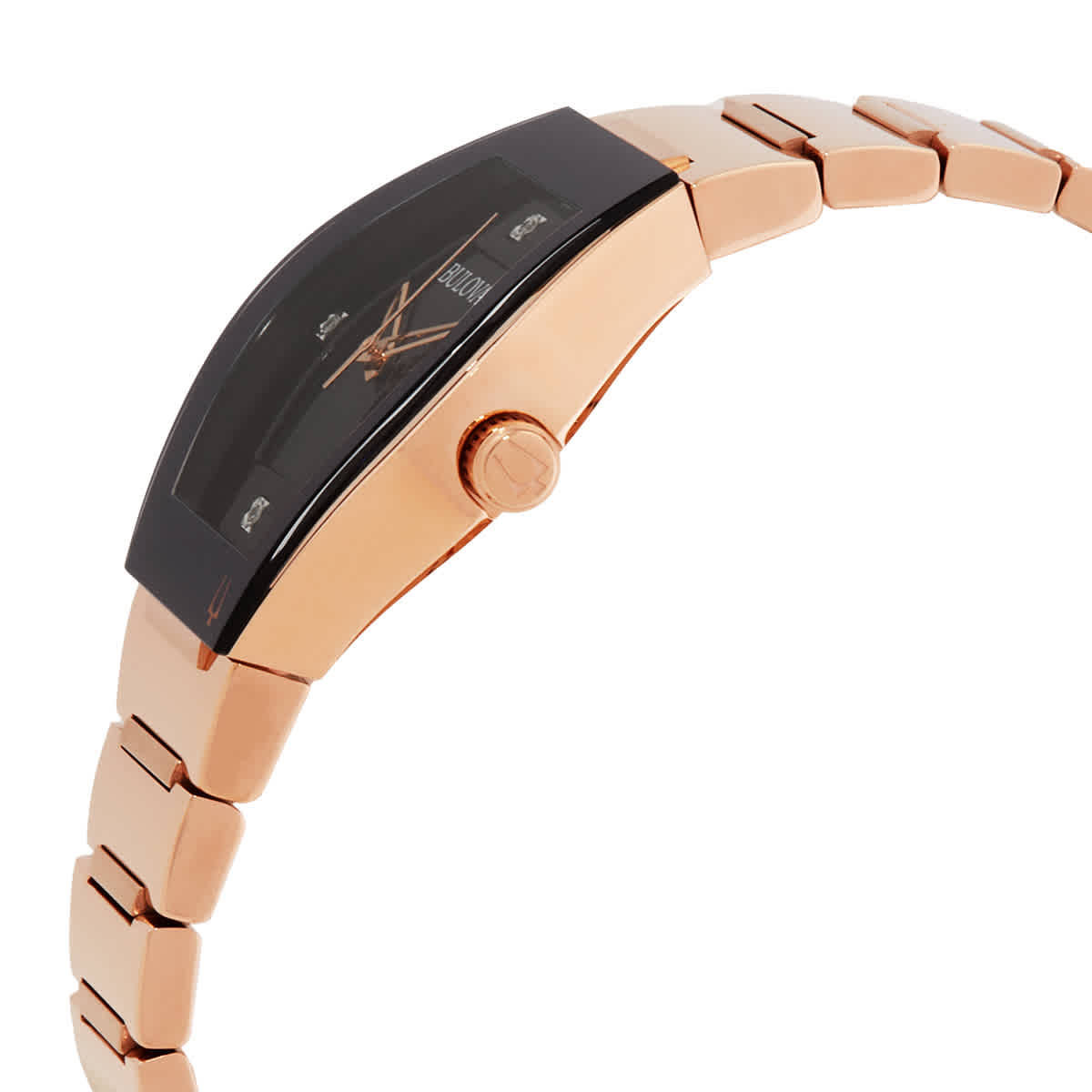 Bulova Gemini Quartz Diamond Black Dial Ladies Watch 97P158 Bulova