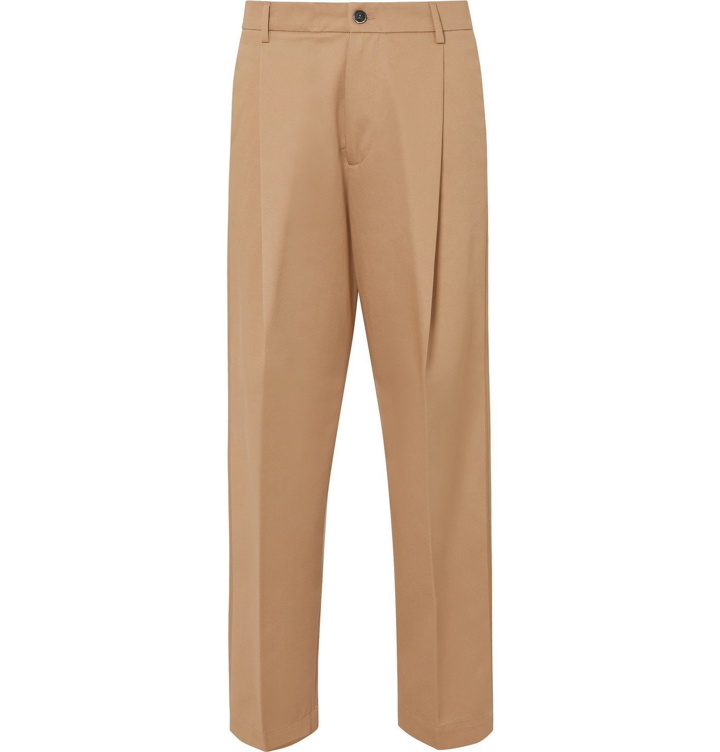 Photo: Barena - Tapered Cropped Pleated Cotton-Twill Trousers - Neutrals