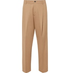 Barena - Tapered Cropped Pleated Cotton-Twill Trousers - Neutrals