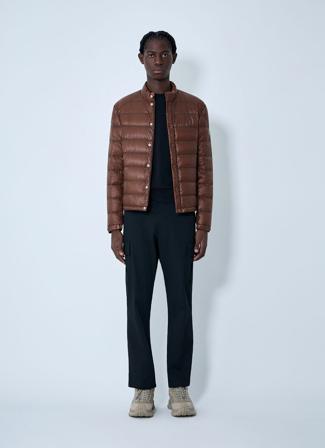 MONCLER モンクレール レザー  ベルト 茶×銀 88cm Moncler Selves Jacket Moncler
