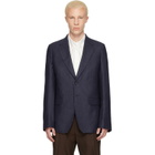 MM6 Maison Margiela Navy Raw Edges Wool Twill Blazer