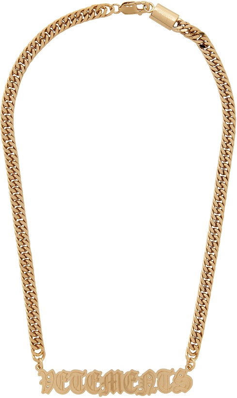 Photo: VETEMENTS Gold Gothic Logo Necklace