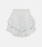 LoveShackFancy Stone floral ruffled cotton miniskirt