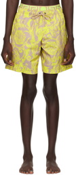 Versace Underwear Yellow Barocco Stencil Swim Shorts